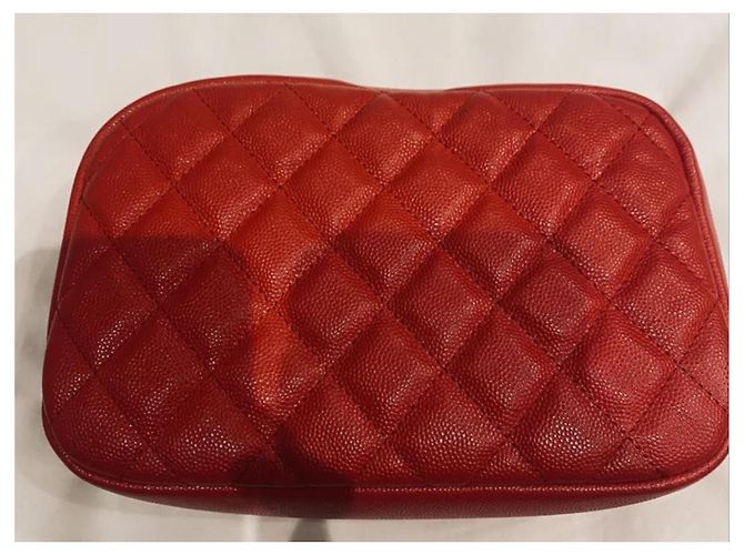 Borsa da viaggio Chanel rossa in pelle caviar Rosso - vista 5