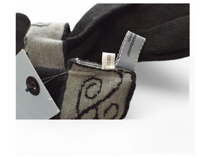 Blumarine Handschuhe aus schwarzer Wolle mit Logo - Ansicht 4