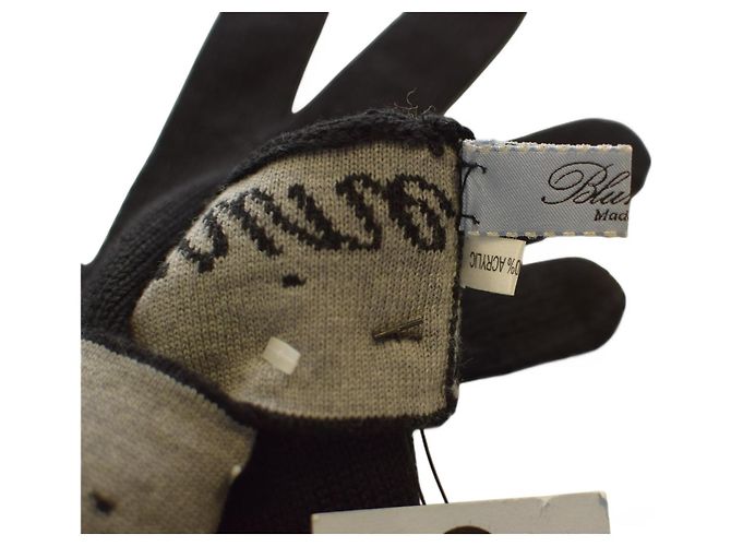 Blumarine Handschuhe aus schwarzer Wolle mit Logo - Ansicht 5