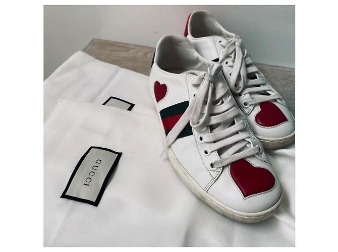 Baskets Gucci Ace Heart en cuir brodées Multicolore - vue 4