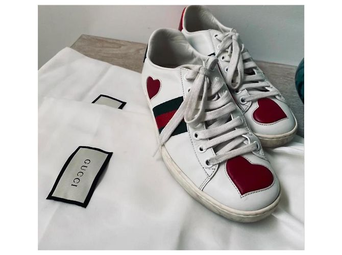 Baskets Gucci Ace Heart en cuir brodées Multicolore - vue 5
