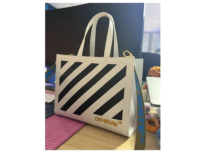 Off White Ledertasche Tote Bag Weiß - Ansicht 2