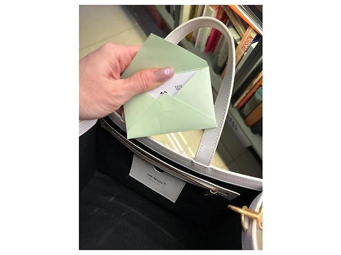 Off White Ledertasche Tote Bag Weiß - Ansicht 7