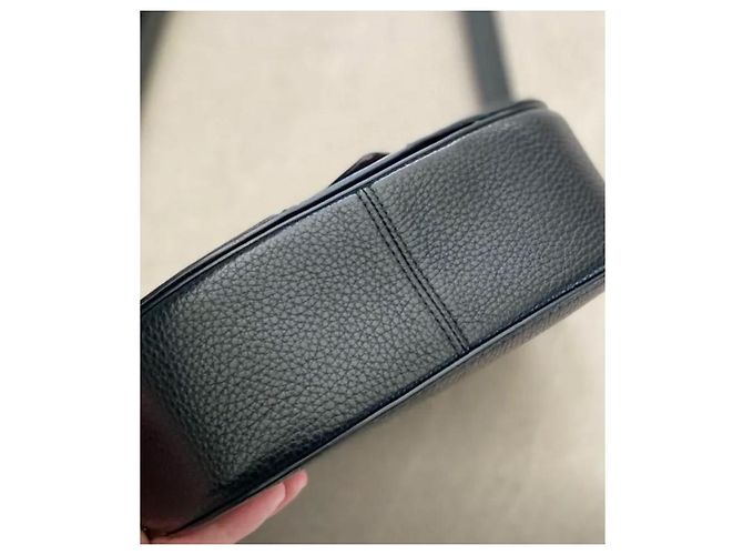 Borsa a tracolla Coach Georgie Saddle in pelle nera Nero - vista 4