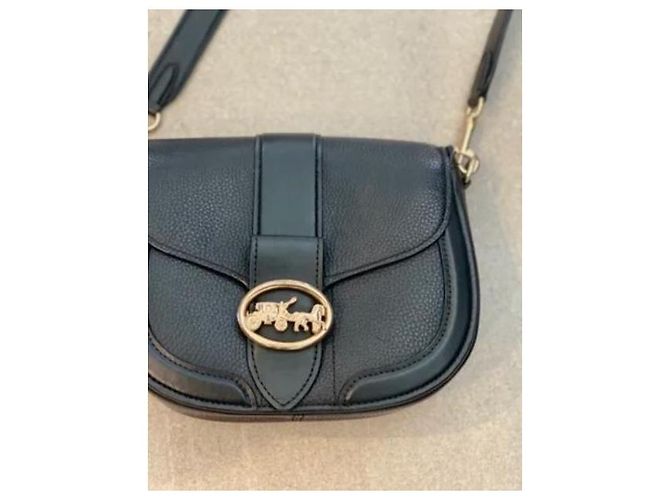 Borsa a tracolla Coach Georgie Saddle in pelle nera Nero - vista 5