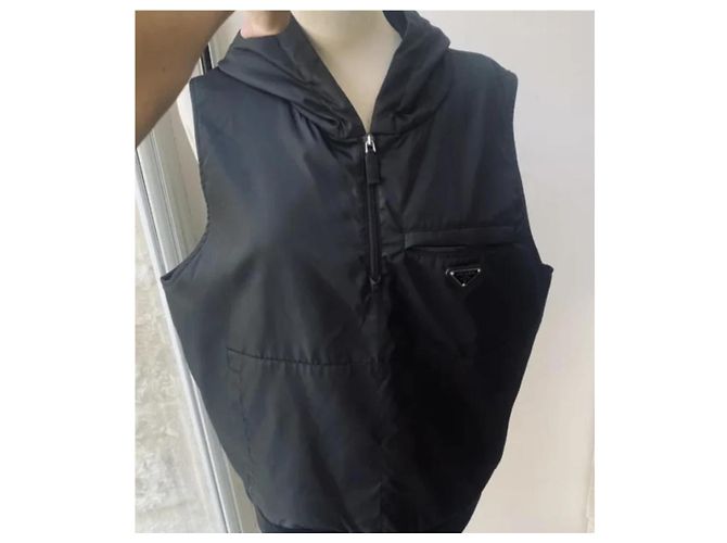 Gilet Prada in Re-nylon e cotone nero - vista 5