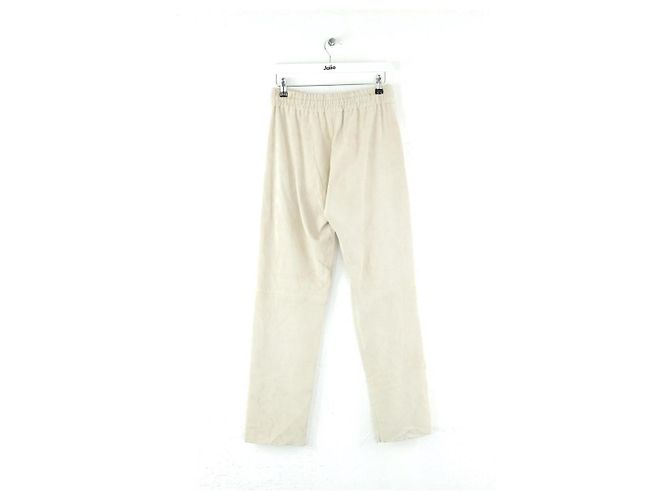 Longchamp Pantalones de cuero rectos Beige - vista 3