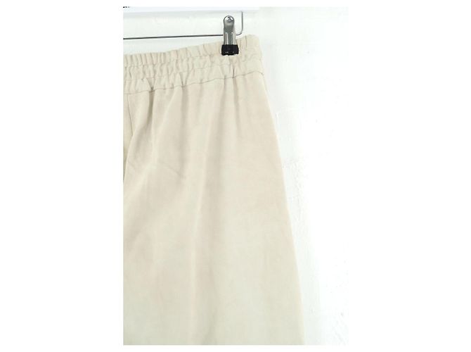 Longchamp Pantalones de cuero rectos Beige - vista 4