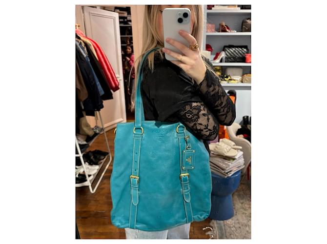 PRADA Bolsos T. Cuero Azul - vista 20