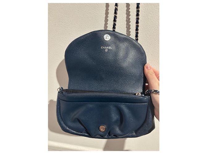 Wallet On Chain Borse CHANEL T. Pelle Blu - vista 10