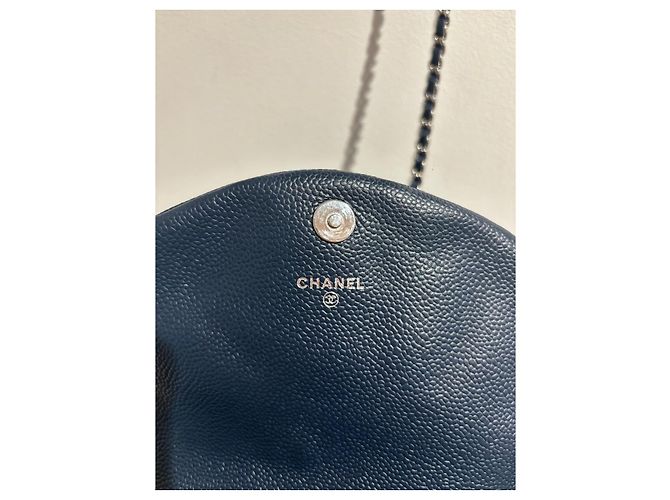 Wallet On Chain Borse CHANEL T. Pelle Blu - vista 11