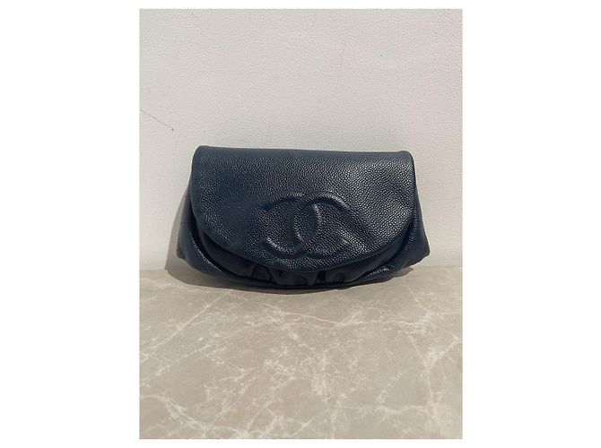 Wallet On Chain Borse CHANEL T. Pelle Blu - vista 3
