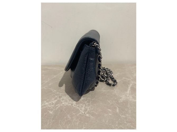 Wallet On Chain Borse CHANEL T. Pelle Blu - vista 4