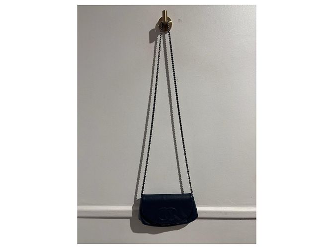 Wallet On Chain Borse CHANEL T. Pelle Blu - vista 8