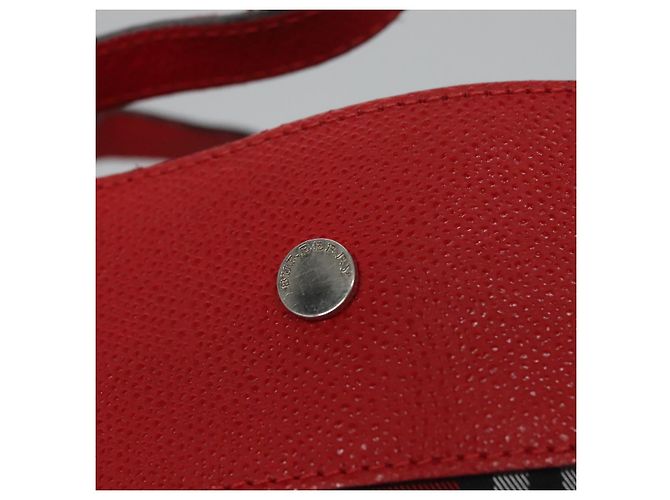 Borsa a mano in nylon a quadri Nova di BURBERRY rossa Auth ti2831 Rosso - vista 15