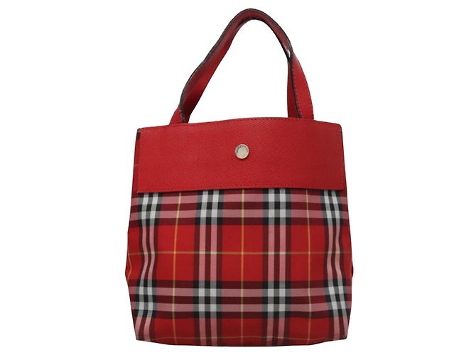 Borsa a mano in nylon a quadri Nova di BURBERRY rossa Auth ti2831 Rosso - vista 2