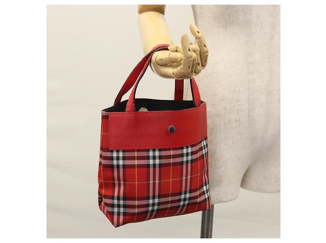 Borsa a mano in nylon a quadri Nova di BURBERRY rossa Auth ti2831 Rosso - vista 22