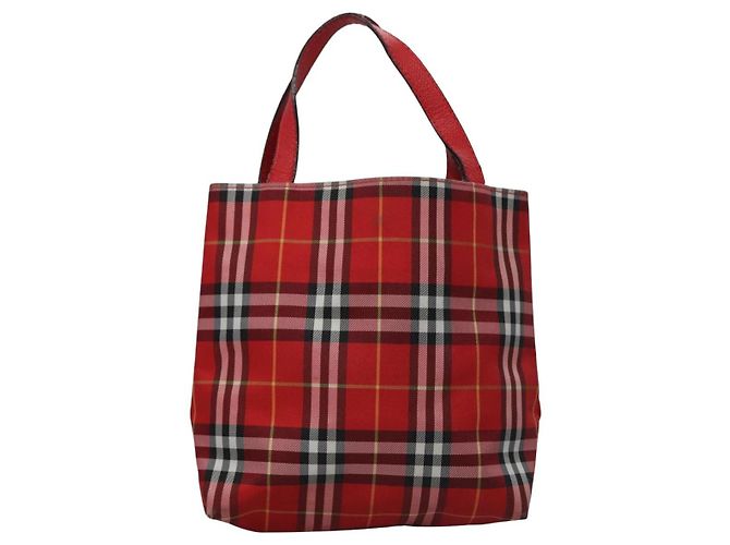 Borsa a mano in nylon a quadri Nova di BURBERRY rossa Auth ti2831 Rosso - vista 3
