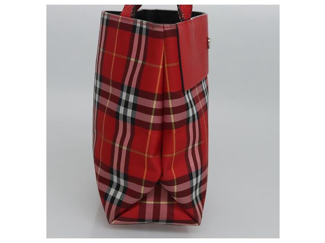Borsa a mano in nylon a quadri Nova di BURBERRY rossa Auth ti2831 Rosso - vista 4