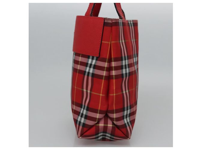 Borsa a mano in nylon a quadri Nova di BURBERRY rossa Auth ti2831 Rosso - vista 5