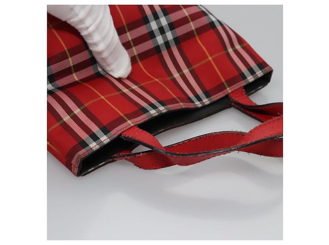 Borsa a mano in nylon a quadri Nova di BURBERRY rossa Auth ti2831 Rosso - vista 6