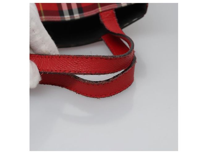 Borsa a mano in nylon a quadri Nova di BURBERRY rossa Auth ti2831 Rosso - vista 7