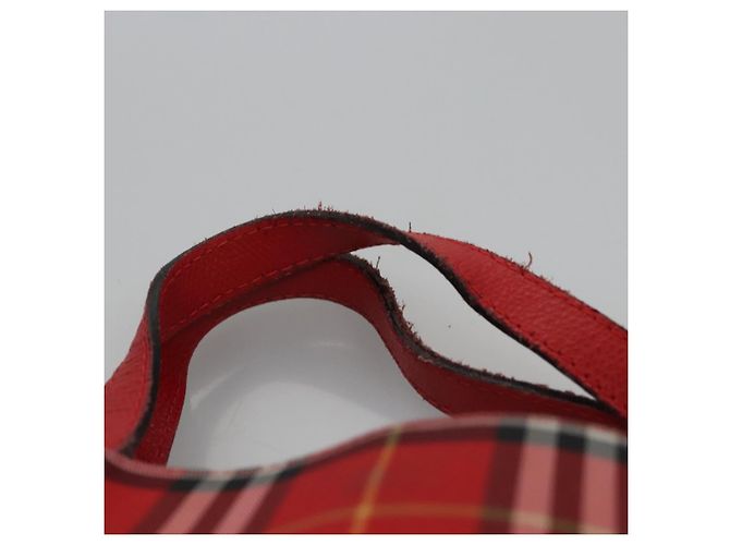 Borsa a mano in nylon a quadri Nova di BURBERRY rossa Auth ti2831 Rosso - vista 8