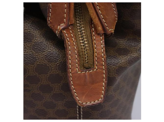 Céline Borsa a spalla in tela Macadam CELINE in pelle PVC marrone Auth 113333 - vista 15