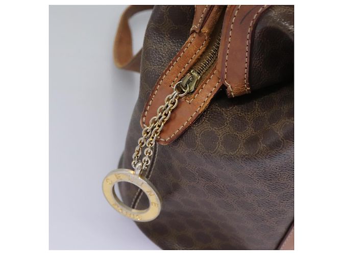 Céline Borsa a spalla in tela Macadam CELINE in pelle PVC marrone Auth 113333 - vista 16