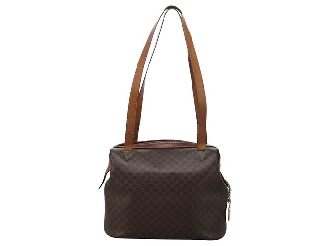 Céline Borsa a spalla in tela Macadam CELINE in pelle PVC marrone Auth 113333 - vista 3