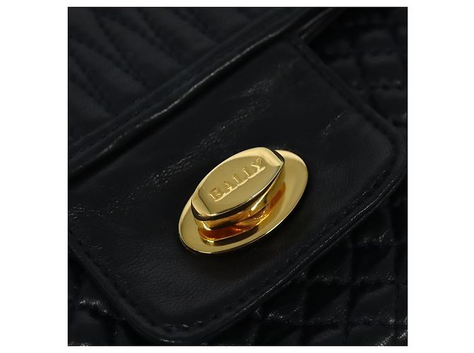 BALLY Borsa a Spalla in Pelle Trapuntata con Catena Nera Oro Auth JB009 Nero D'oro - vista 14