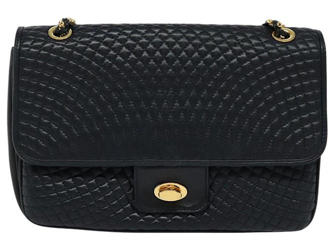 BALLY Borsa a Spalla in Pelle Trapuntata con Catena Nera Oro Auth JB009 Nero D'oro - vista 2