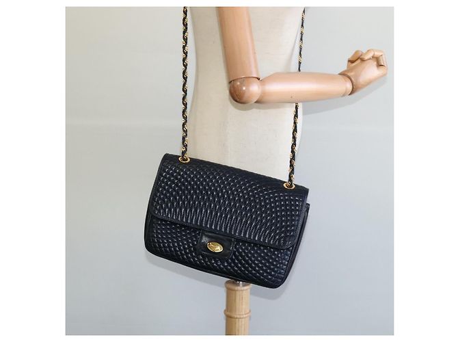 BALLY Borsa a Spalla in Pelle Trapuntata con Catena Nera Oro Auth JB009 Nero D'oro - vista 24
