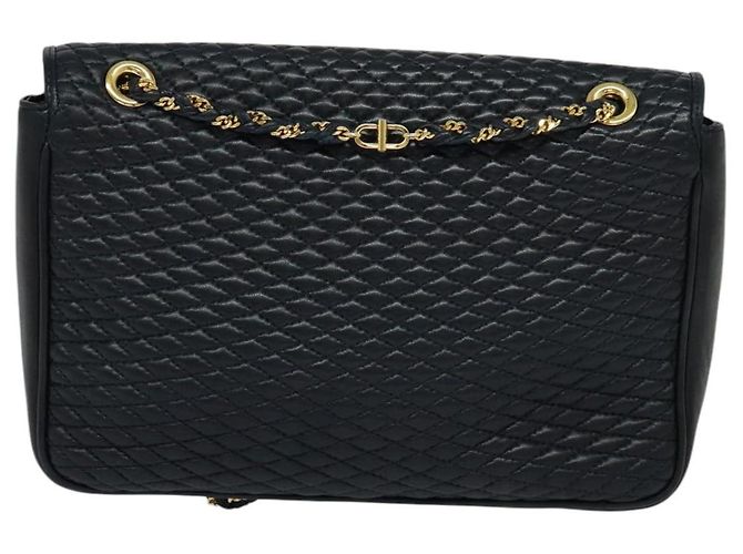 BALLY Borsa a Spalla in Pelle Trapuntata con Catena Nera Oro Auth JB009 Nero D'oro - vista 3