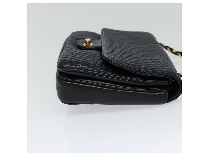 BALLY Borsa a Spalla in Pelle Trapuntata con Catena Nera Oro Auth JB009 Nero D'oro - vista 5