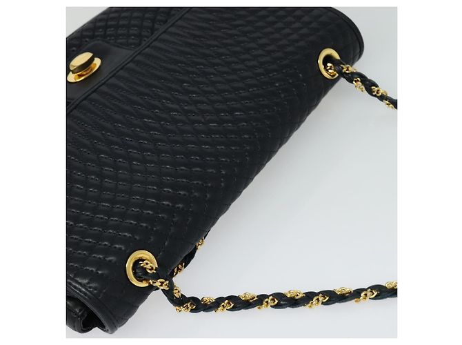 BALLY Borsa a Spalla in Pelle Trapuntata con Catena Nera Oro Auth JB009 Nero D'oro - vista 6