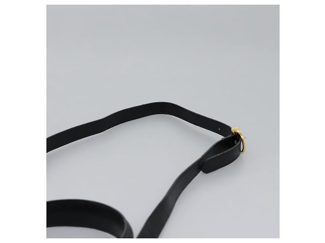 Borsa a mano in pelle Gancini di Salvatore Ferragamo 2way Nero Oro Auth MY114 - vista 11