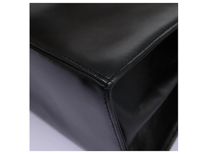 Borsa a mano in pelle Gancini di Salvatore Ferragamo 2way Nero Oro Auth MY114 - vista 14