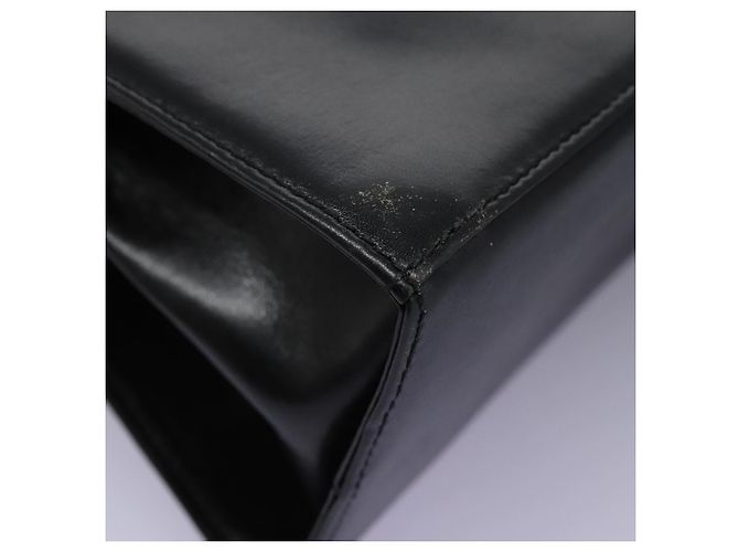 Borsa a mano in pelle Gancini di Salvatore Ferragamo 2way Nero Oro Auth MY114 - vista 15