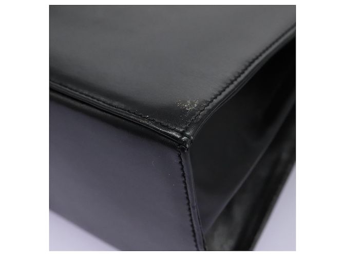 Borsa a mano in pelle Gancini di Salvatore Ferragamo 2way Nero Oro Auth MY114 - vista 16