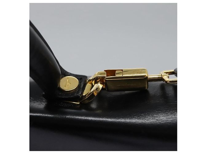 Borsa a mano in pelle Gancini di Salvatore Ferragamo 2way Nero Oro Auth MY114 - vista 17