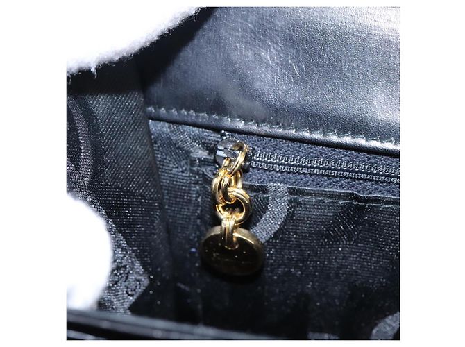 Borsa a mano in pelle Gancini di Salvatore Ferragamo 2way Nero Oro Auth MY114 - vista 23