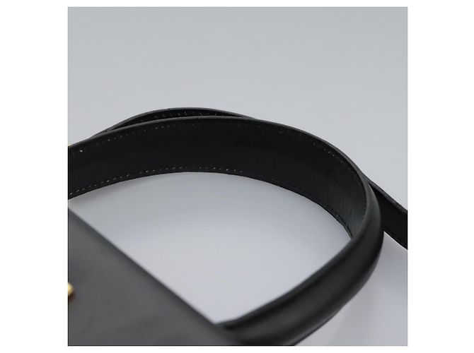 Borsa a mano in pelle Gancini di Salvatore Ferragamo 2way Nero Oro Auth MY114 - vista 8