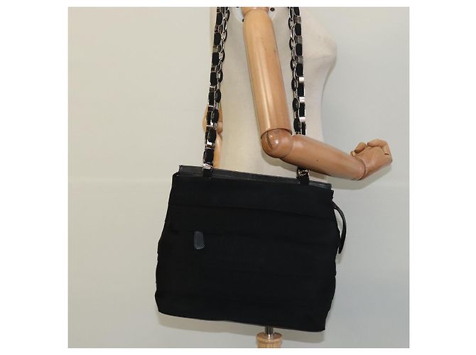 Borsa a Spalla Vala in Tela Nera Salvatore Ferragamo Auth fm4422 Nero - vista 19