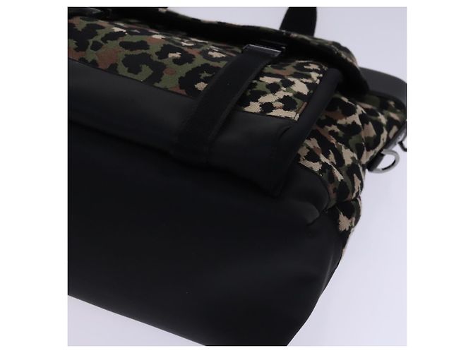 Dolce & Gabbana DOLCE&GABBANA Borsa a mano leopardata in tela 2 vie verde nero Auth bs23143 - vista 10