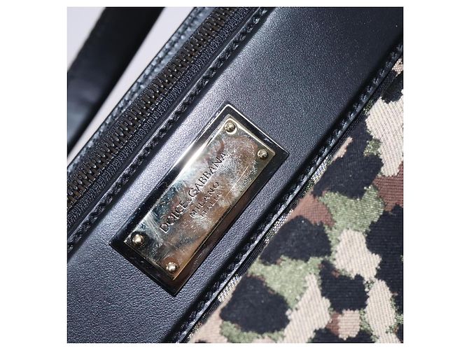 Dolce & Gabbana DOLCE&GABBANA Borsa a mano leopardata in tela 2 vie verde nero Auth bs23143 - vista 14