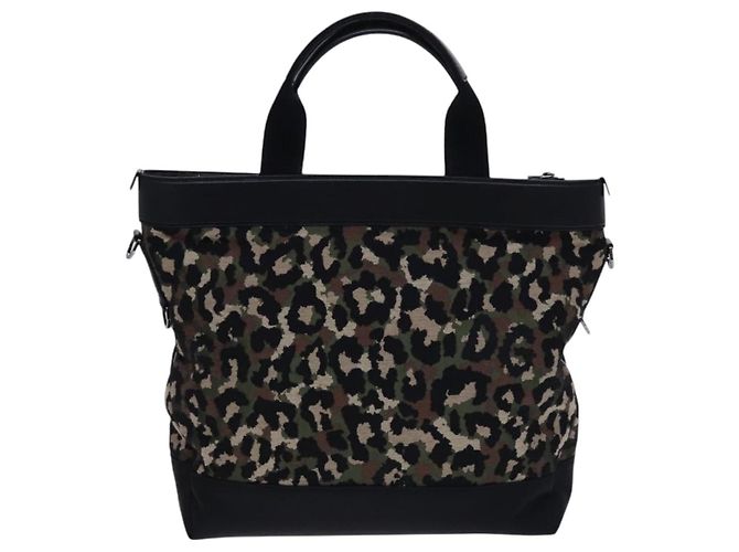 Dolce & Gabbana DOLCE&GABBANA Borsa a mano leopardata in tela 2 vie verde nero Auth bs23143 - vista 3
