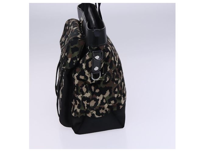 Dolce & Gabbana DOLCE&GABBANA Borsa a mano leopardata in tela 2 vie verde nero Auth bs23143 - vista 4