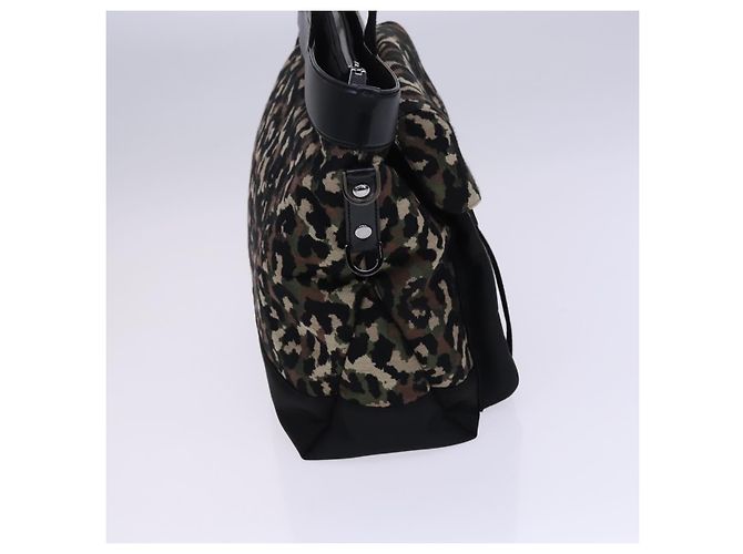 Dolce & Gabbana DOLCE&GABBANA Borsa a mano leopardata in tela 2 vie verde nero Auth bs23143 - vista 5