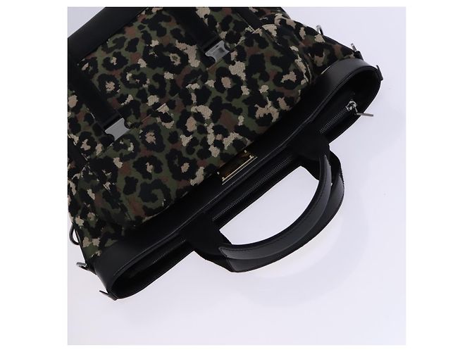Dolce & Gabbana DOLCE&GABBANA Borsa a mano leopardata in tela 2 vie verde nero Auth bs23143 - vista 6